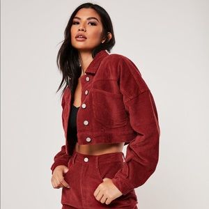 Missguided Red Co Ord Cropped Jacket